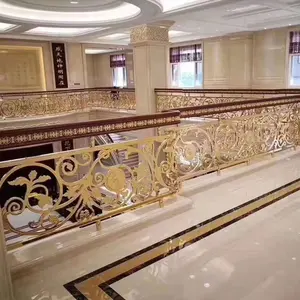 酒店豪华雕刻图案金色彩色不锈钢室内栏杆楼梯栏杆钢设计