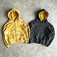 Ouna OEM Chaqueta Reversible con Cremallera para Hombre, Oversize Vintage con Hombro Caído, Camuflaje con Lavado Ácido, y Sudadera con Capucha de Punto Waffle de Corte Cuadrado y Corto
