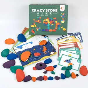 Bambini Arcobaleno di Ghiaia Pietre Impilabile Up Game Crazy Pietra Creativo Per Bambini Educativi Giocattoli di Legno