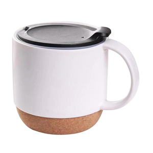 Tasse en céramique avec couvercle en liège isolé et anti-éclaboussures, 15 oz, blanc uni, pour thé, café, mug en céramique avec logo personnalisé - Product Image 4