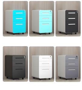 Đen Dưới Bàn Thép Di Động Bệ Tủ 3-Ngăn Kéo Có Thể Khóa Cán Tập Tin Tổ Chức Với Bánh Cho Văn Phòng Máy Trạm - Product Image 6