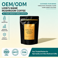 Café aux champignons Lion's Mane, OEM ODM, marque privée, vente en gros, mélange de boisson instantanée aux champignons Reishi pour femmes et hommes, pour la consommation quotidienne