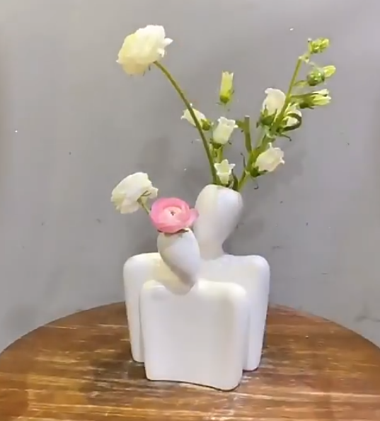 abstract teal gold vase