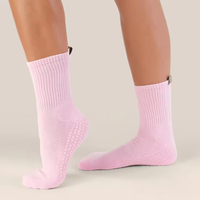Calcetines de Algodón para Pilates y Yoga con Agarre Antideslizante y Etiqueta con Logotipo Personalizado para Mujeres, Entrenamiento en Estudio, Fitness