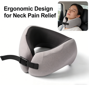 Almohada <span class=keywords><strong>de</strong></span> Viaje en Forma <span class=keywords><strong>de</strong></span> U <span class=keywords><strong>de</strong></span> Espuma Viscoelástica, Soporte Ergonómico Ajustable, Confort, Antibacteriana, Ecológica, Ligera, para Viajes Largos - Product Image 1