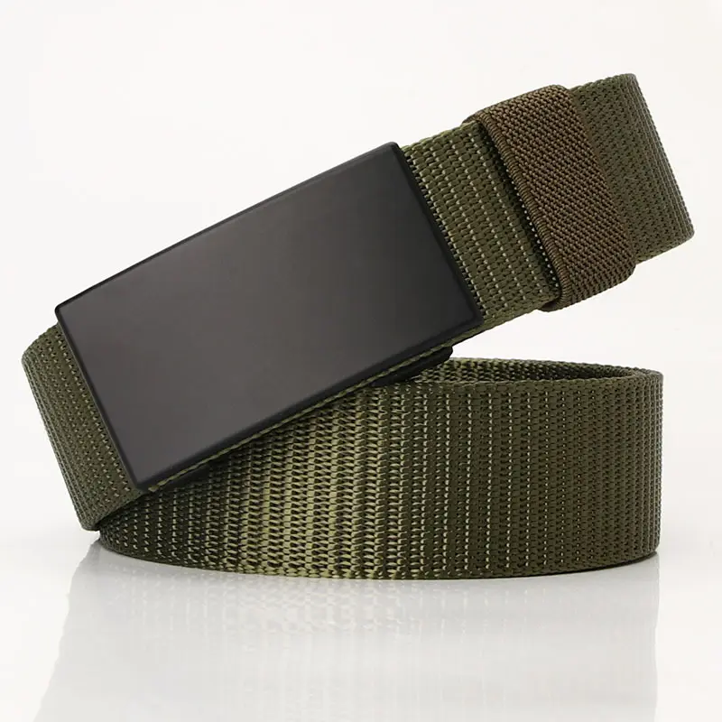 Wholesale Trend men Canvas belt New Unisex Alloy automatic buckle casual Waist belts Fashion Male Daily Use belts