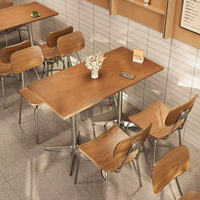 Ensemble de mobilier pour café et pâtisserie, table ronde avec chaises à pieds métalliques, mobilier décontracté pour bistrot et restaurant de restauration rapide