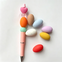 Perles focales en silicone de Pâques en forme d'œuf, perlées et mouchetées, pour stylos, lot en vrac et vente en gros, perles lâches pour stylos, OEM ODM Artisanat
