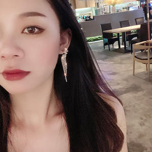 Di modo Semplice Monili Delle Donne Del Partito Del Fiore di Girasole A Forma di Ventaglio Lunga di Cristallo Della Nappa Orecchini di Zircone - Product Image 3