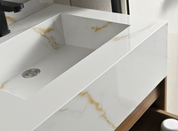 Meuble-lavabo mural moderne de style farmhouse 1200 mm avec double vasque, meuble de salle de bain suspendu, dessus en marbre extra épais, luxe italien moderne
