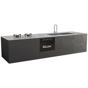 Entegre soba lavabo ile Modern 304 paslanmaz çelik mutfak ada MDF tezgah çizilmeye ve leke dayanıklı mutfak dolapları - Product Image 1