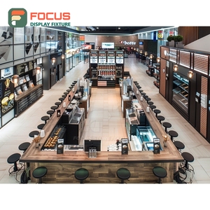 Freestanding Cafe Service Counter Black <b>Walnut</b> Finish Coffee Bag Display Area Barista Service Counter - Product Image 6