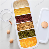 Vente en gros Récipients de stockage d'aliments secs Distributeur 6 grilles Grain Riz Boîte de stockage en plastique Couvercles ouverts Pot à céréales scellé