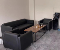 Canapé de bureau moderne en cuir noir, vente en gros d'usine