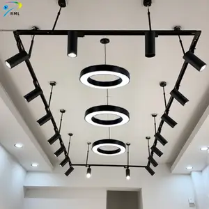 コネクタLED正方形トラックライトアルミニウム1m 1.5m 2m 2/3/4ワイヤーレールストレートコーナーストリップ