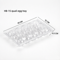Boîte/conteneur d'emballage en plastique transparent de haute qualité pour œufs de caille, 15 trous, type clamshell