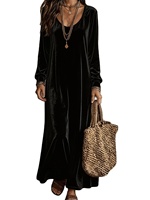Ventes directes du fabricant OEM&ODM Vente en gros Ventes en vrac Robes en velours d'automne et d'hiver Robes élégantes à manches longues ultra longues