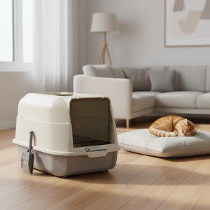 Lettiera per gatti Petmate a doppia porta, in plastica grigia, rettangolare, manuale, per gatti - Product Image 2