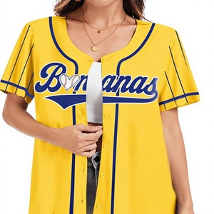 Camiseta de Béisbol Unisex Nanas, Amarilla a Rayas, Manga Corta, Cierre de Botones, Corte Regular, 100% Poliéster, Antibacteriana, Deportiva Personalizada - Product Image 2