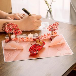 3D Pop-Up Love Card Red Car Dogs Valentine's Day Anniversary Greeting Card for Her Him 4 Color Digital Printing Gloss Lamination - Product Image 5