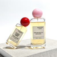 Vente chaude Personnalisé Givré 30ml 50ml 100ml Couvercle Sphérique Cosmétiques Bouteille De Parfum En Verre Avec Boîte