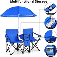 Chaises de camping pliantes doubles avec parasol et sac isotherme Ensemble de chaises de pique-nique portables de haute qualité avec porte-gobelets