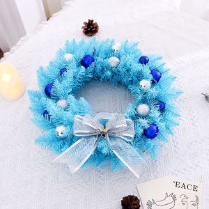 Venta de Fábrica: Coronas Navideñas Azules de 30/40/50cm, Corona Decorativa Navideña con Piñas, Bayas Rojas y Luces - Product Image 4