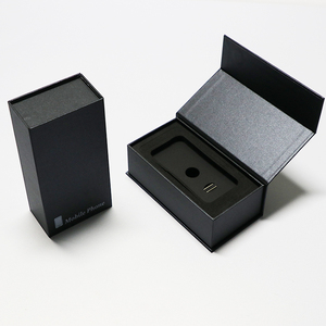 Hộp giấy cứng hình sách màu đen, cán mờ, dùng để đựng điện thoại di động, có in logo, thiết kế tùy chỉnh, đa năng, sử dụng nam châm. - Product Image 1