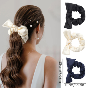 Wennan Thanh Lịch Rắn Màu Bowknot Scrunchies Tóc Tie 10Cm Đàn Hồi Tóc Ban Nhạc Tóc Phụ Kiện Cho Phụ Nữ - Product Image 1