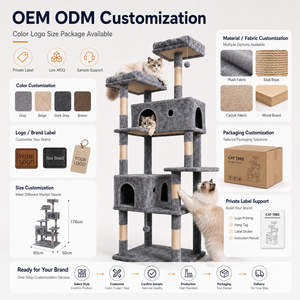 Arbre à chat OEM ODM multi-niveaux avec condo, griffoir en sisal, condo <span class=keywords><strong>XXL</strong></span> en <span class=keywords><strong>peluche</strong></span> pour maisons multi-chats - Product Image 2