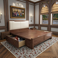 Nouveau Cadre de Lit Moderne Japonais en Bois Massif avec Rangement Intégré et Réglable 1.8m/1.5m Extra Large pour Famille et Mariage