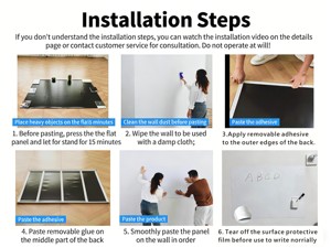 Feuilles de tableau blanc magnétique effaçables à sec non adhésives avec film en fer doux et PET, grand rouleau pour murs - Product Image 4