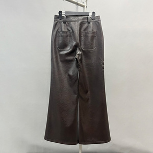 <span class=keywords><strong>Pantalon</strong></span> long à jambes larges en <span class=keywords><strong>cuir</strong></span> PU souple pour femmes, <span class=keywords><strong>pantalon</strong></span> en <span class=keywords><strong>cuir</strong></span> vegan tendance pour femmes - Product Image 4