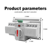 Saklar Transfer Otomatis Satu Fasa 2P 63A Pengontrol Generator AC Saklar Pengalih Daya Ganda Tipe PC Ats