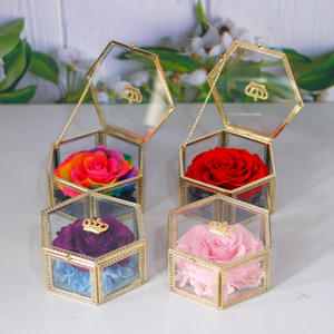 Eternal Flower Rose Hexagonal Crown Metal Edge Glass <b>Gift</b> <b>Box</b> Valentine's Day Mother's Day Hand <b>Gift</b> - Product Image 5