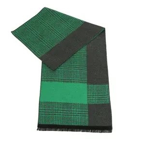 High quality factory custom brand label formal winter woolen viscose scarf for men suit woven tassel scarves