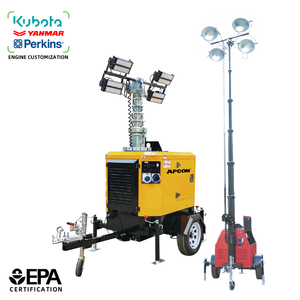 Mobile 7.5m Kubota 12kw Diesel Generator 600W LED <b>Balloon</b> <b>Light</b> Tower for Outdoor Fire Protection and Road Maintenance Work - Product Image 1