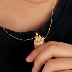 Penjualan Terbaik Iced Out Perhiasan Indah Kucing Paw Liontin <span class=keywords><strong>14K</strong></span> Emas Disepuh 925 Sterling Silver VVS D Warna Moissanite Liontin Kalung - Product Image 5