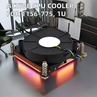 Refroidisseur de liquide CPU actif 70x70x20mm ventilateur 1U radiateur en cuivre à deux roulements à billes 4 broches pour dissipateur thermique PC 1156/1155/1151/1150/775