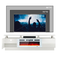 Cheminée électrique de luxe avec étagères réglables, meuble de salon, meuble TV en bois, table