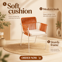 Chaise d'extérieur en corde tressée avec structure métallique, qualité commerciale, pour salle à manger, jardin et terrasse, vente en gros