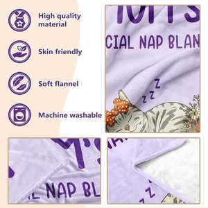 Manta de Franela con Diseño de Gato de Dibujos Animados, Manta para Siesta, Lavable a Máquina, Resistente a la Decoloración, para Cama, Sofá, con Impresión Personalizada - Product Image 5