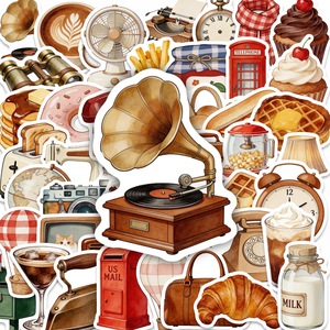 50 Pezzi Adesivi Decorativi Vintage 'Beautiful Life' per Decorazione Murale, Adesivi per Casa e Cibo - Product Image 1