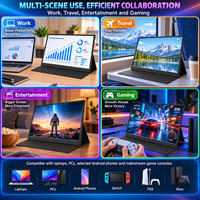 Vente en gros d'écrans portables tactiles de 16 pouces, fins, pour ordinateur portable, avec double USB C, pour le jeu, le bureau et le travail, avec étui en cuir, 2560x1600, 120 Hz, IPS
