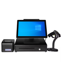 Terminal de caisse tactile capacitif à double écran de 18,5 pouces pour restaurant, système POS Windows 10 Linux pour supermarché