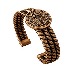 Factory Price Copper Therapeutic Healing Accessories Minimalist Arabic Star Medallion Polish Finish Wristband - Product Image 1
