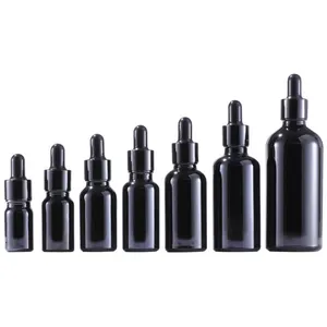 5ml 10 ml 15ml 30ml 50ml 100mlブラッククリアガラスドロッパーエッセンシャルオイルボトル