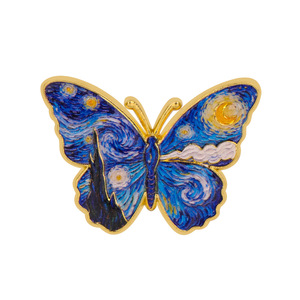 Broche Papillon Van Gogh Tendance pour Femmes et Filles, Épingles en Émail Style Mignon, Bijoux en Alliage de Zinc Imprimé, Cadeaux - Product Image 6