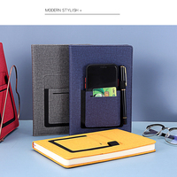 Carnet de poche A5 de qualité supérieure | Journal de réunion professionnel avec fente pour stylo et support pour téléphone | Papeterie d'affaires avec logo personnalisé