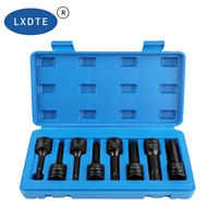 Jeu de douilles à chocs hexagonales LXD de qualité supérieure, 8 pièces, en acier haute résistance CrV, qualité industrielle, embouts de 1/4, 3/8, 1/2 pouce, métriques, DIY, OEM LXD